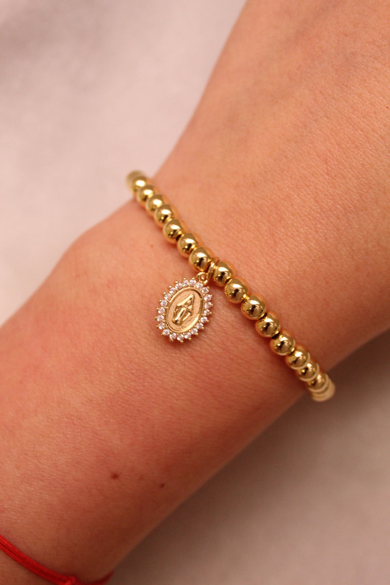 Pulsera Bolitas y Medalla Virgen Milagrosa