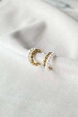 Arracadita Doble Perlas y Trenza